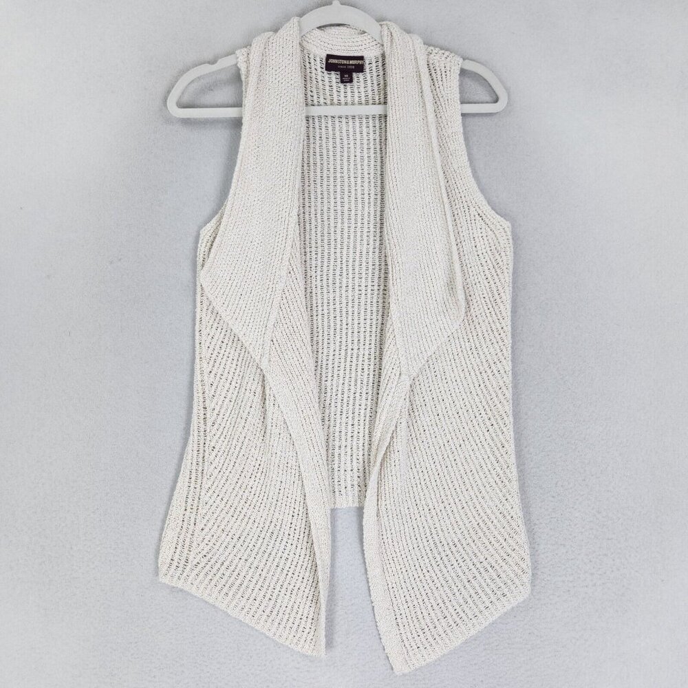 Johnston Murphy Sweater Womens Extra Small Off White Sleeveless Cardigan Casual